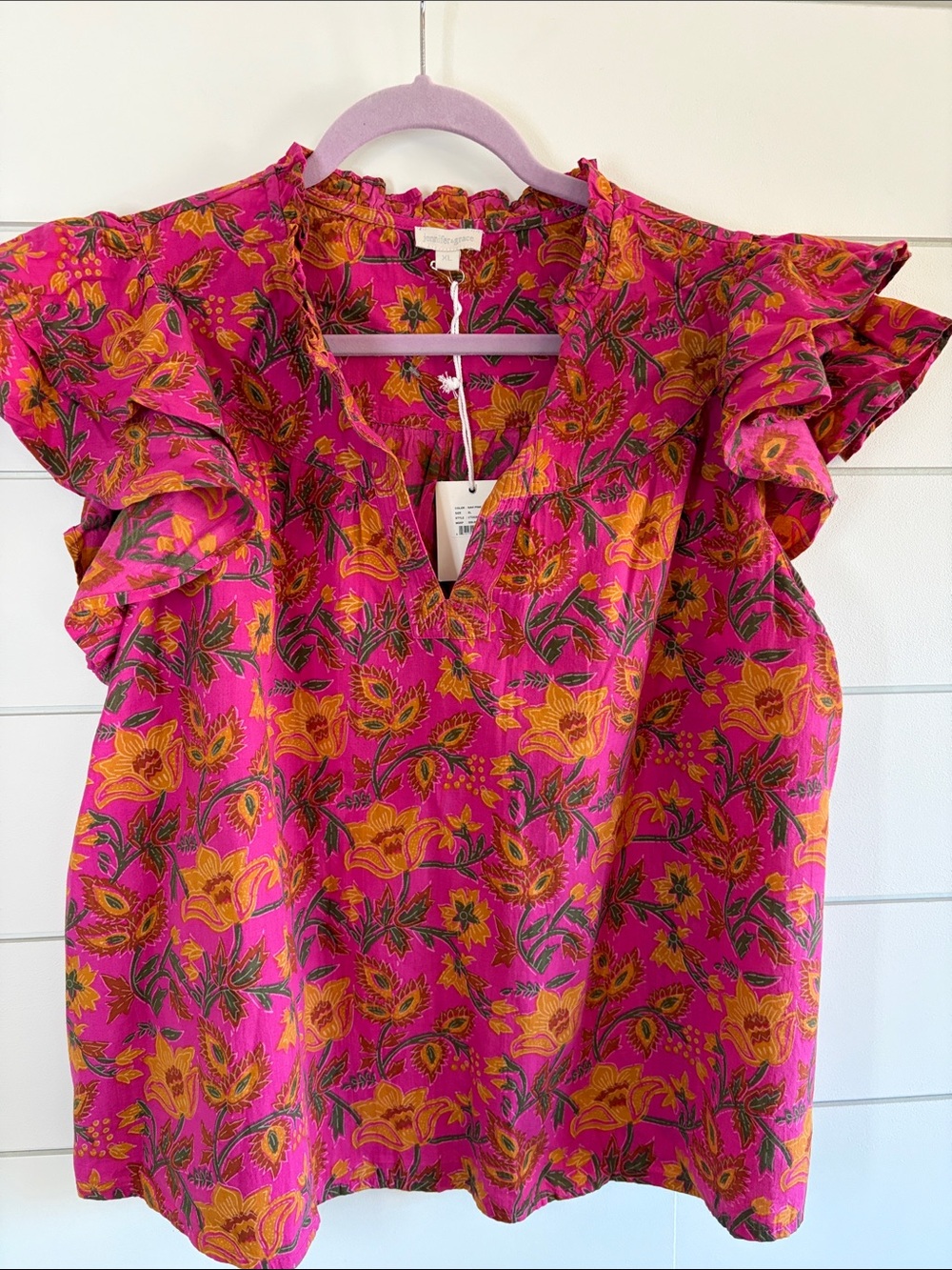 Jennifer & Grace Cotton Floral Top NWT Size XL